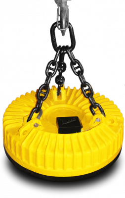 Электромагнит грузоподъемный круглый ДКМ120-СТ/А для перегрузки скрапа, слябов и листовой стали Электромагнит грузоподъемный круглый ДКМ120-СТ/А для перегрузки скрапа, слябов и листовой стали