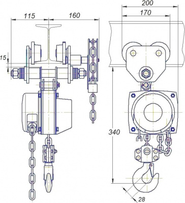 Схема тали ТРШБМ